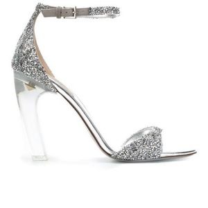 Valentino Garavani Twinkles Sandals IT size 39/9 silver crystals and clear heels